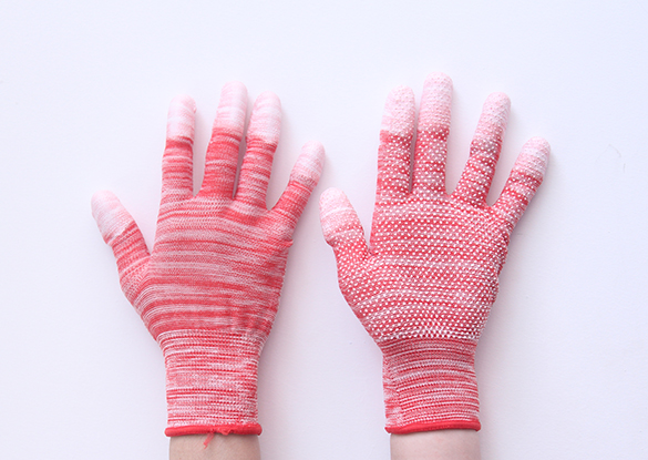 人工边条纹点珠涂指红