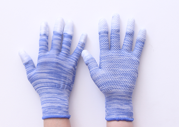 人工边条纹点珠涂指蓝